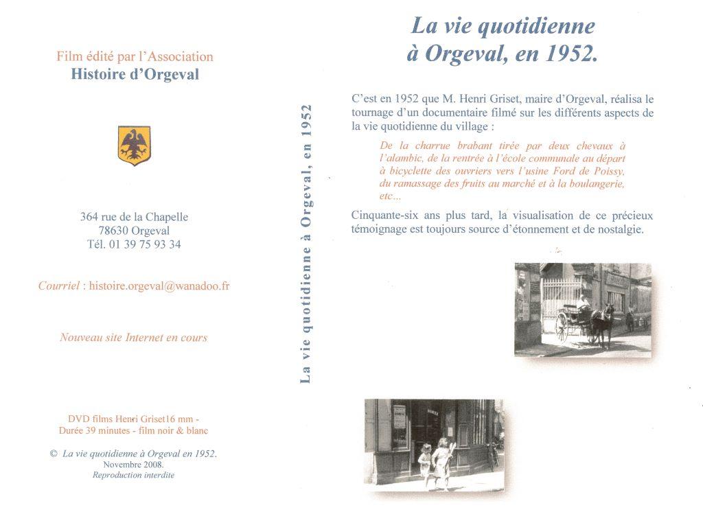 DVD film d'henri griset orgeval en 1952