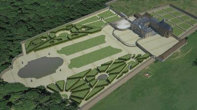 Vue d’ensemble des bâtiments et des jardins
